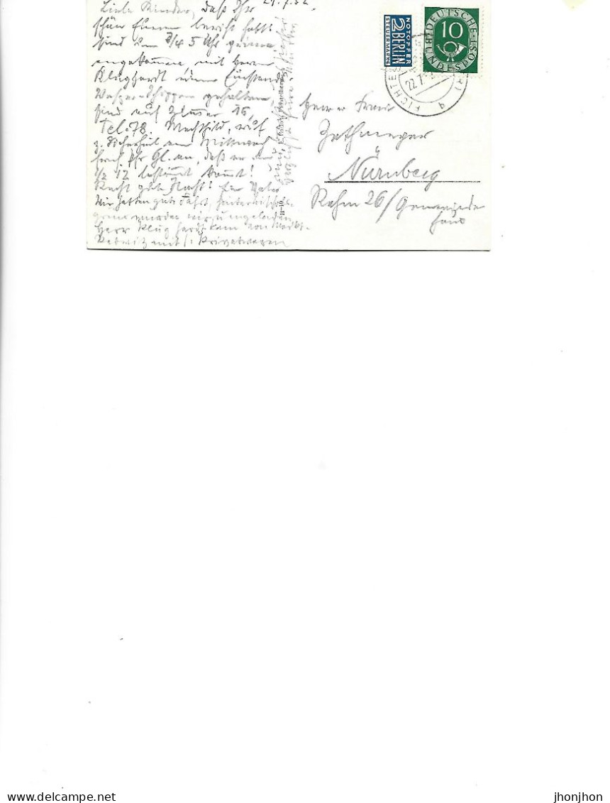 Germany -   Postcard Circulated  1952 -  Fichtelberg In The Fichtelgebirge, 700-750 Mm Above Sea Level - 2/scans - Wunsiedel