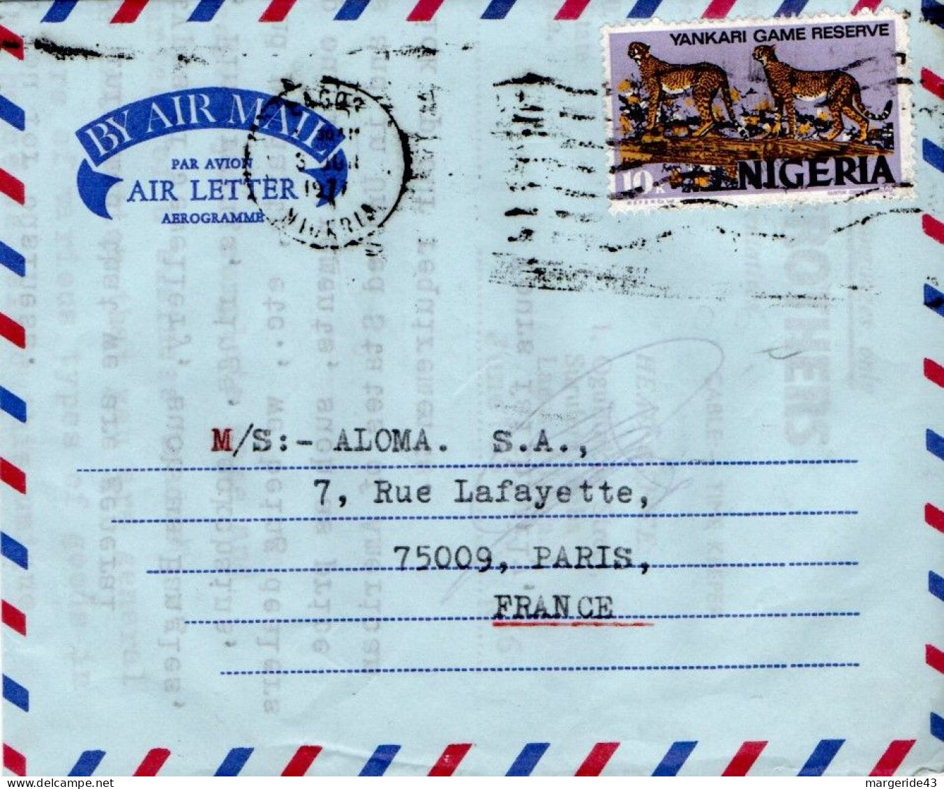 NIGERIA LETTRE AVION POUR LA FRANCE 1971 - Nigeria (1961-...)