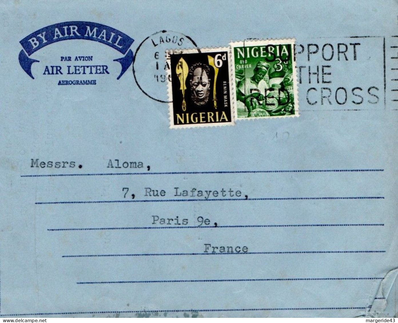 NIGERIA LETTRE AVION POUR LA FRANCE 1961 - Nigeria (1961-...)