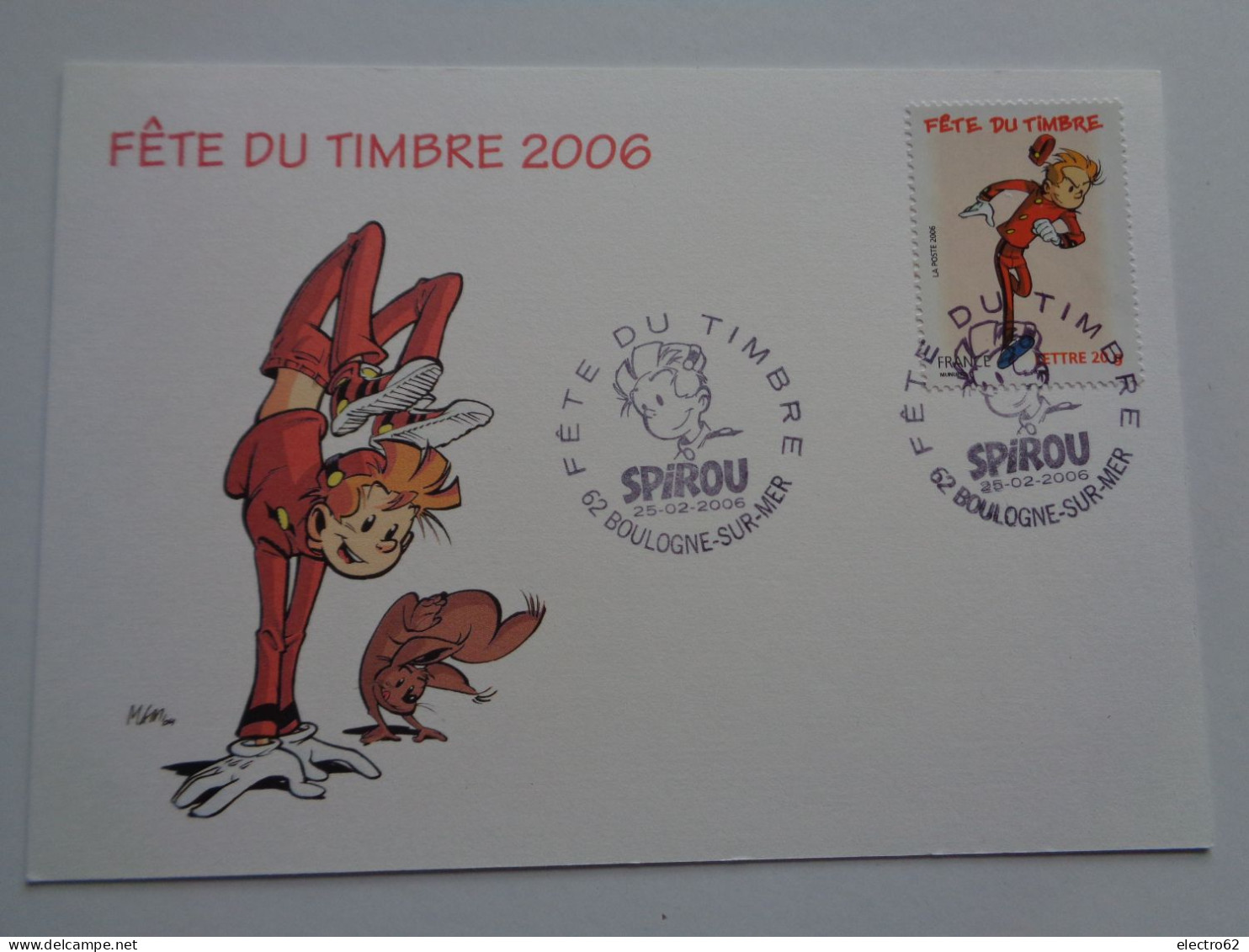 France Spirou Fête Du Timbre 2006 à Boulogne Sur Mer Fantasio BD Carte Postale Comic Comico Tegneserie Komiczny - Cómics