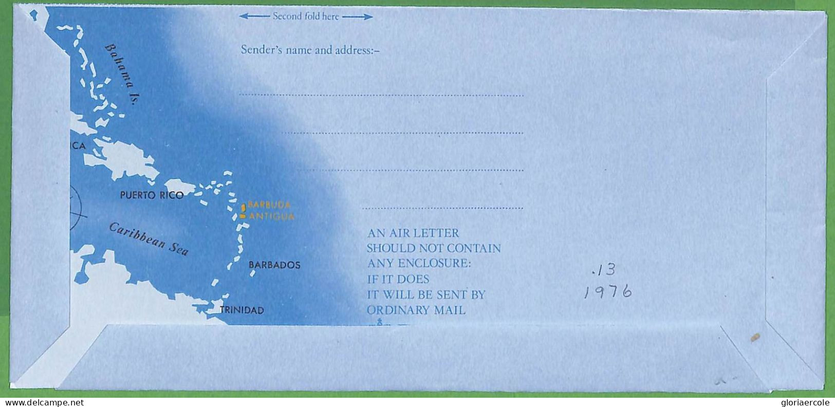 ZA1452 - ANTIGUA  - POSTAL HISTORY - Surcharged AEROGRAMME Windmills MAPS - 1858-1960 Colonia Britannica