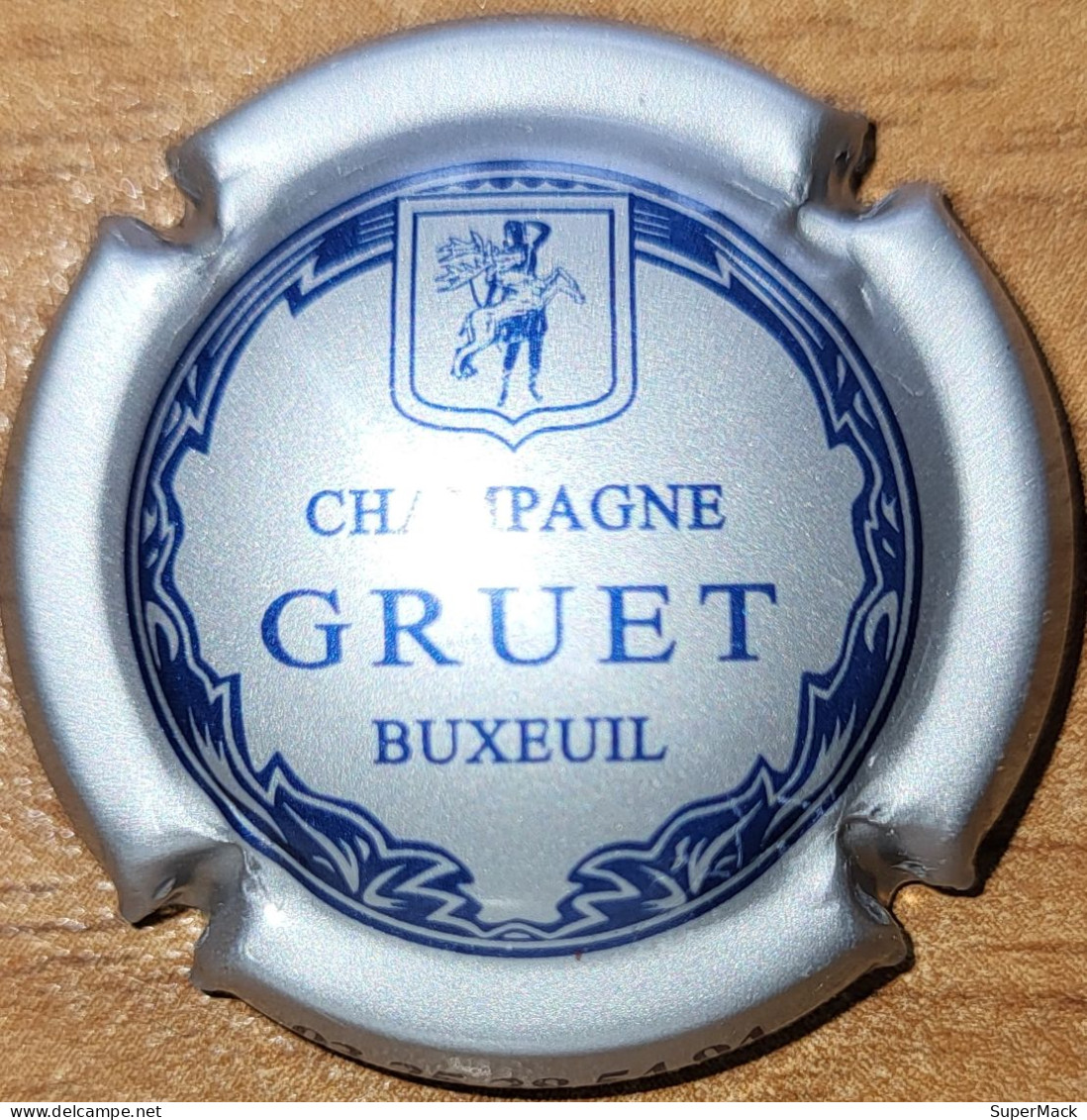 Capsule Champagne GRUET Série Nom Horizontal, Petit Liseret, Argent & Bleu Nr 06 - Gruet