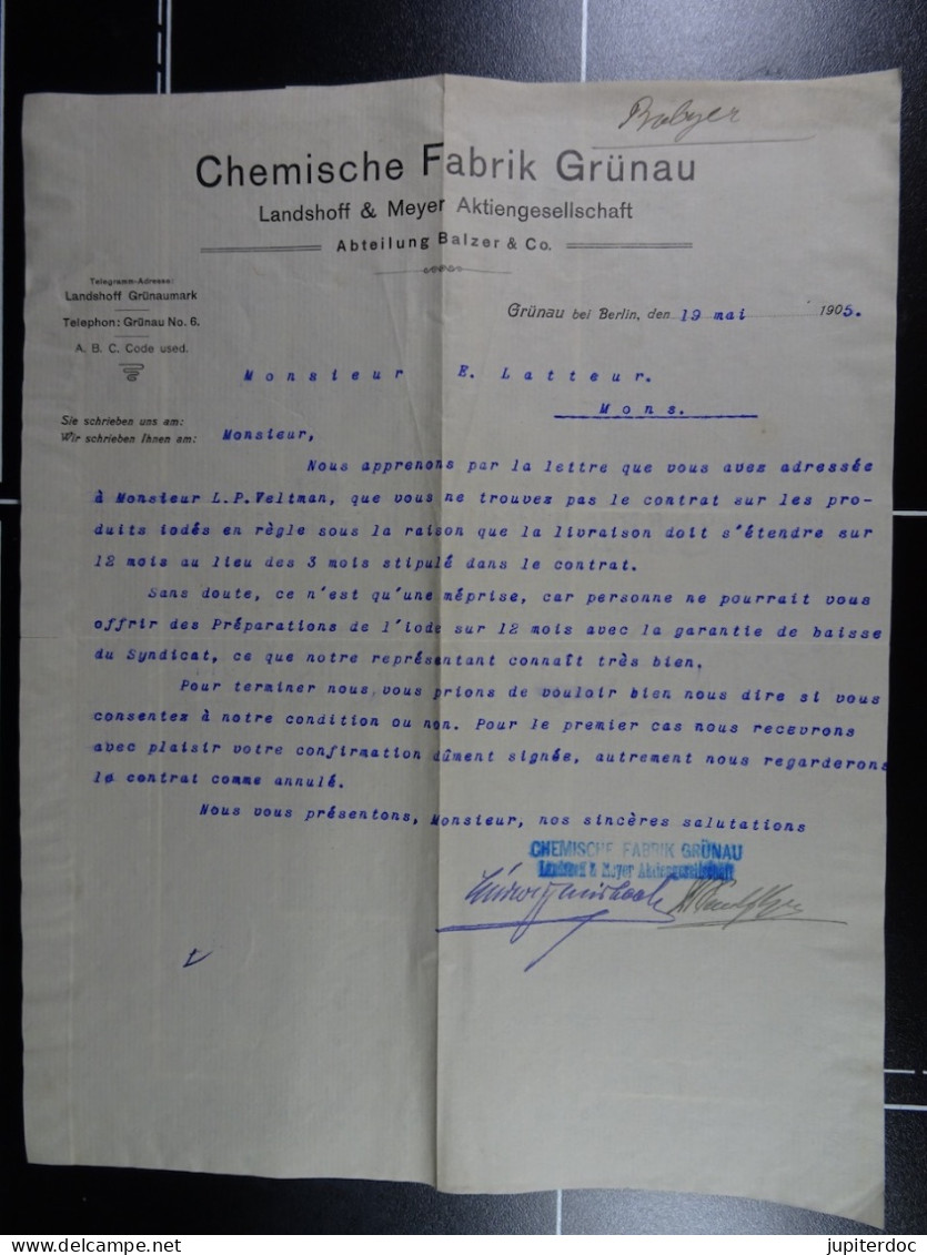 Chemische Fabrik Grunau Landshoff & Meyer Aktiengesellschaft Grunau Bei Berlin 1905  /47/ - Perfumería & Droguería