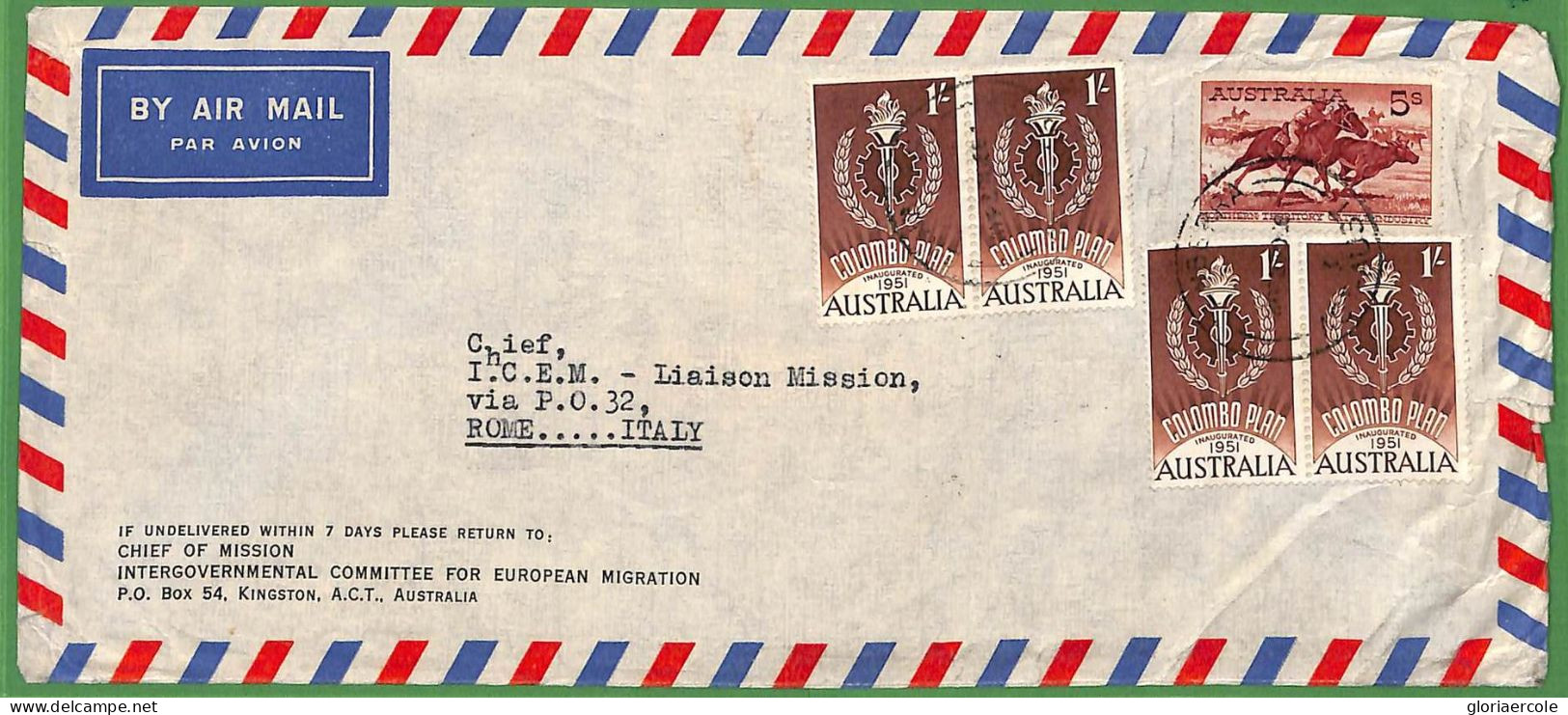ZA1454 - AUSTRALIA - POSTAL HISTORY - Airmail COVER To ITALY  1950's - Covers & Documents