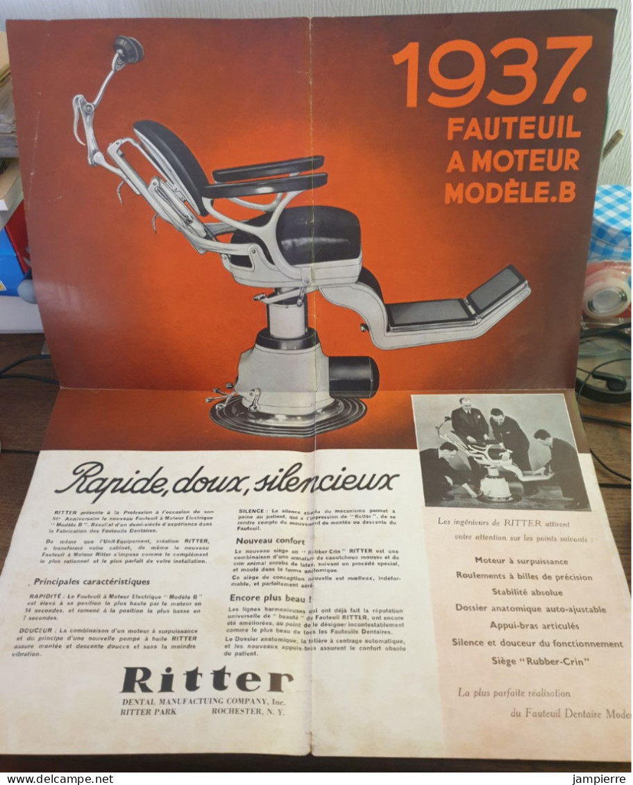 Ritter - Fauteuil De Dentiste - 1887/1937, 50 Années De Progrès Réalisés Par Ritter (54x42) - Plakate