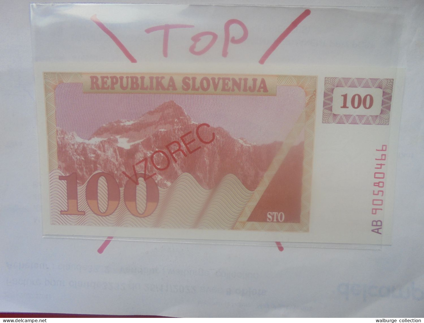 +++VZOREC+++ECHANTILLON+++SLOVENIE 100 TOLARJEV 1990 Neuf (B.33) - Slowenien