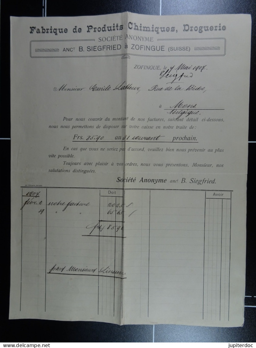 Fabrique De Produits Chimiques, Droguerie S.A. B. Siegfried à Zofingue (Suisse)  /56/ - Svizzera