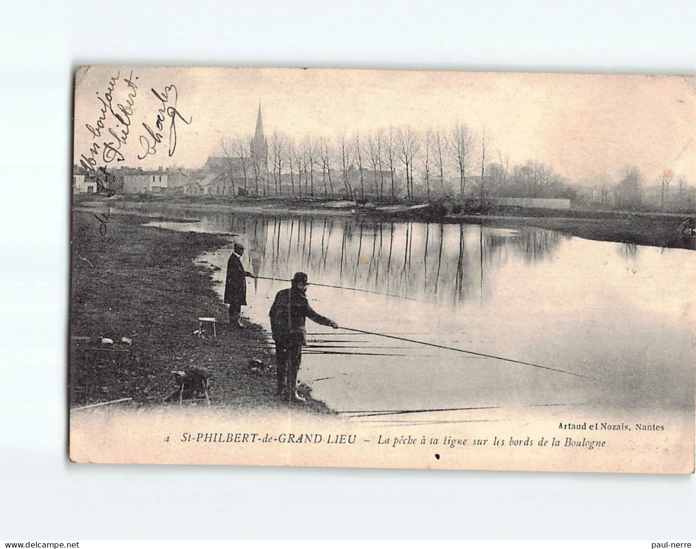 SAINT PHILBERT DE GRAND LIEU : La Pêche à La Ligne Sur Les Bords De La Boulogne - état - Saint-Philbert-de-Grand-Lieu