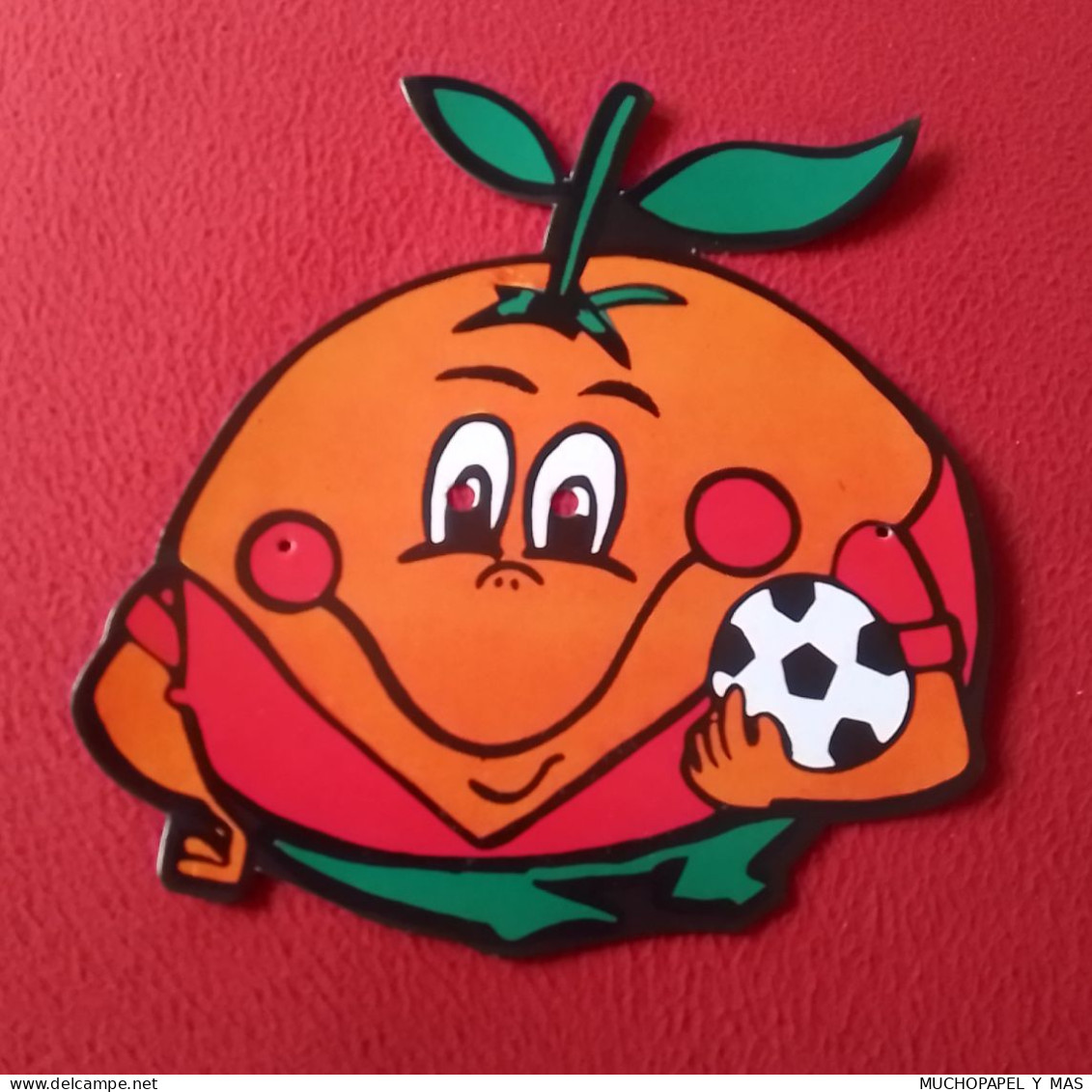 CARETA DE CARTÓN NARANJITO MASCOTA DEL MUNDIAL DE FÚTBOL ESPAÑA 82 1982 CAMPEONATO DEL MUNDO FOOTBALL...FUTEBOL CALCIO.. - Altri & Non Classificati