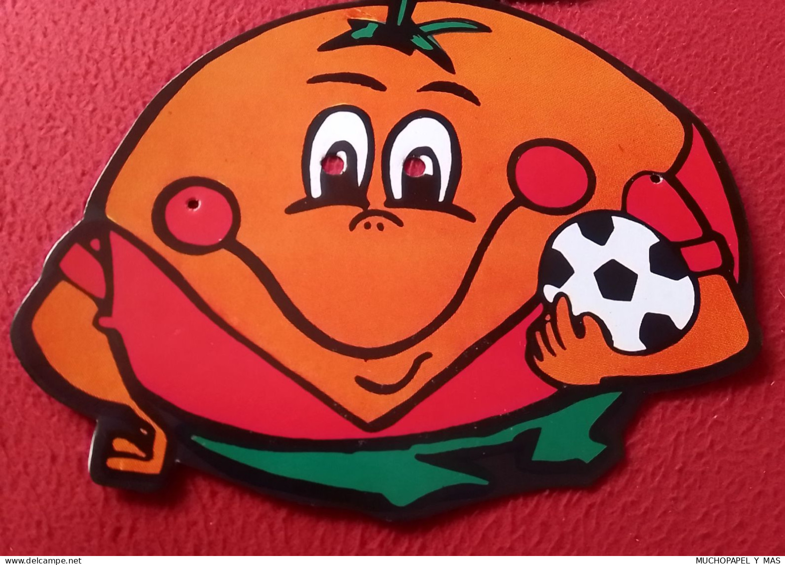 CARETA DE CARTÓN NARANJITO MASCOTA DEL MUNDIAL DE FÚTBOL ESPAÑA 82 1982 CAMPEONATO DEL MUNDO FOOTBALL...FUTEBOL CALCIO.. - Altri & Non Classificati