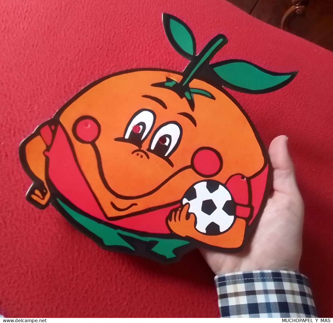 CARETA DE CARTÓN NARANJITO MASCOTA DEL MUNDIAL DE FÚTBOL ESPAÑA 82 1982 CAMPEONATO DEL MUNDO FOOTBALL...FUTEBOL CALCIO.. - Altri & Non Classificati