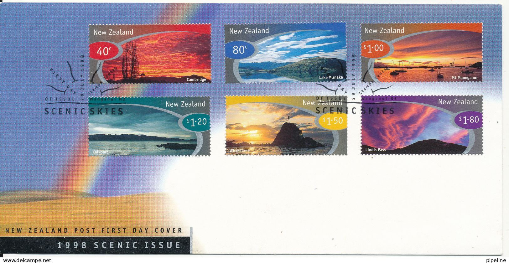 New Zealand FDC 29-7-1998 Scenic Issue Complete Set Of 6 With Cachet - FDC
