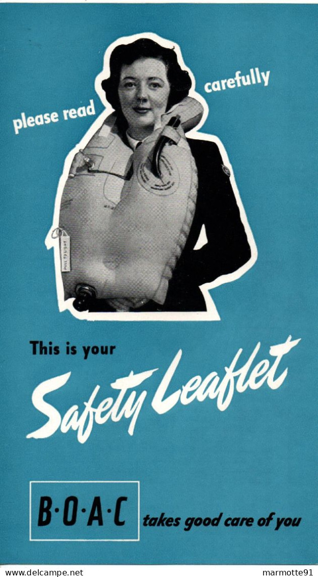 SAFETY LEAFLET GILET SAUVETAGE BROCHURE SECURITE AVIATION BRITISH AIRWAYS BOAC - Safety Cards