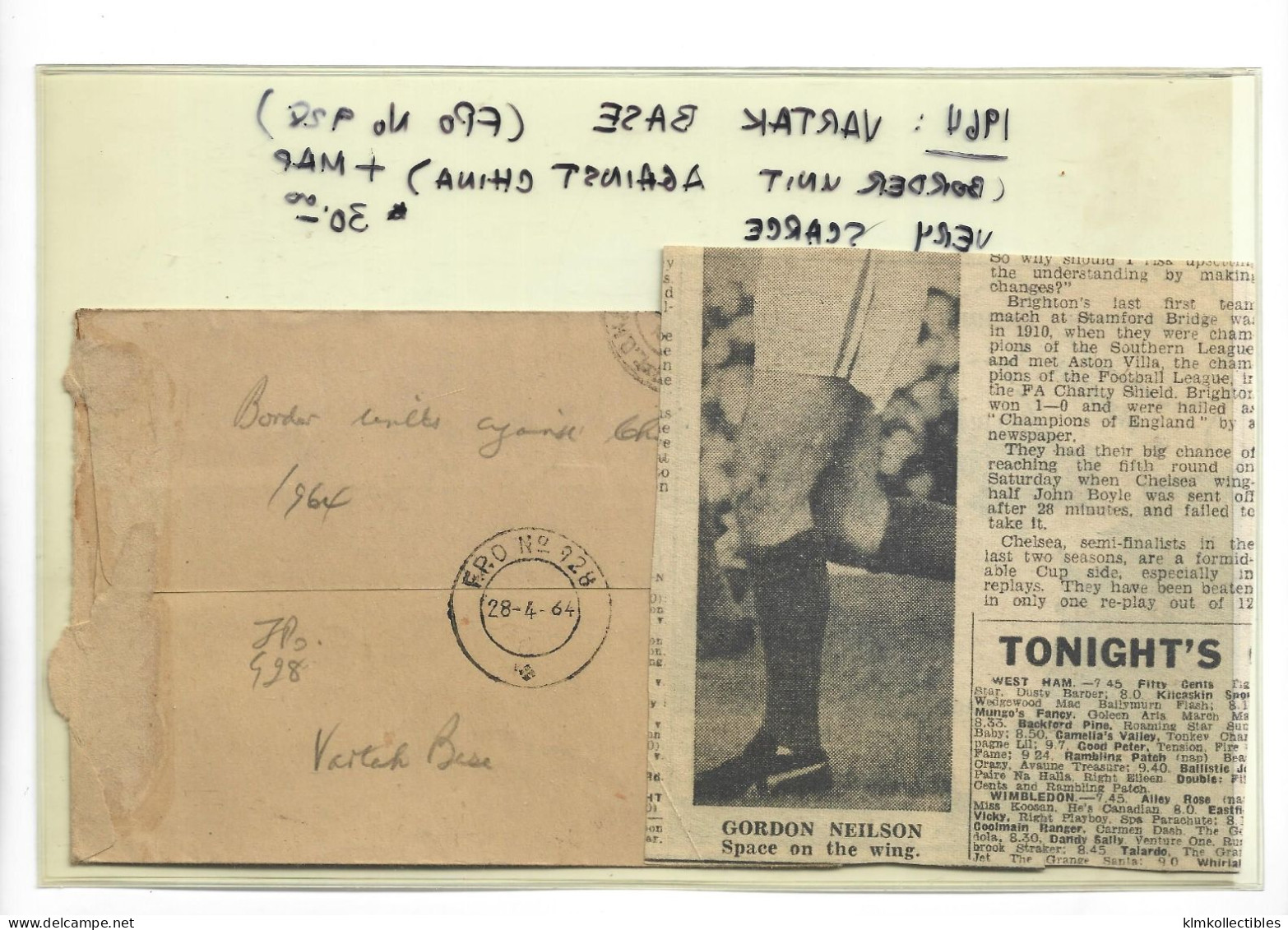 INDIA - OFFICIAL COVER MILITARY ARMY VARTAK BASE FPO 928 CHINA BORDER - TUBERCULOSIS TUBERCULOSE - Militaire Vrijstelling Van Portkosten