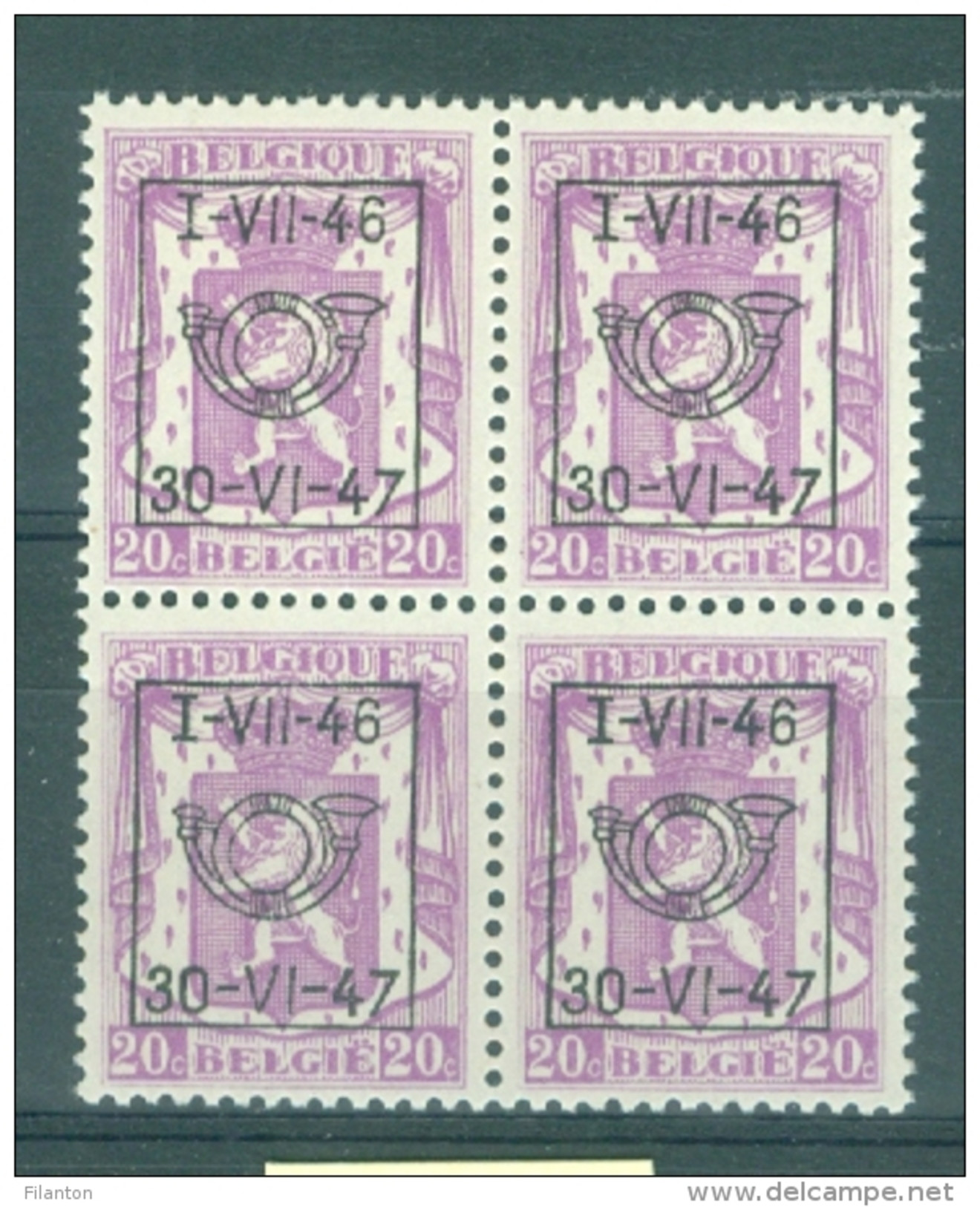 BELGIE - OBP Nr PRE 555 (blok Van 4) - TYPO Preo's/Precancels - MNH** - Typos 1936-51 (Kleines Siegel)