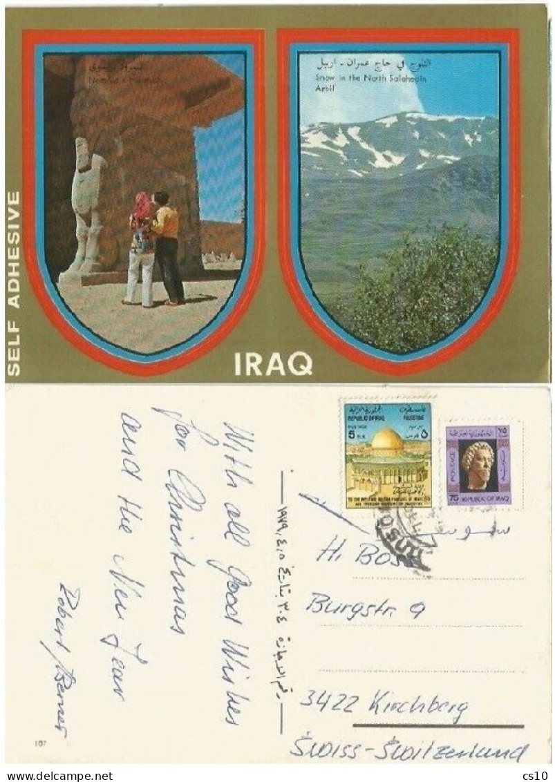 Iraq Irak 2 Stickers Pcard Ninevah & North Salahedin Arbil - Pcard Used To Suisse - Irak