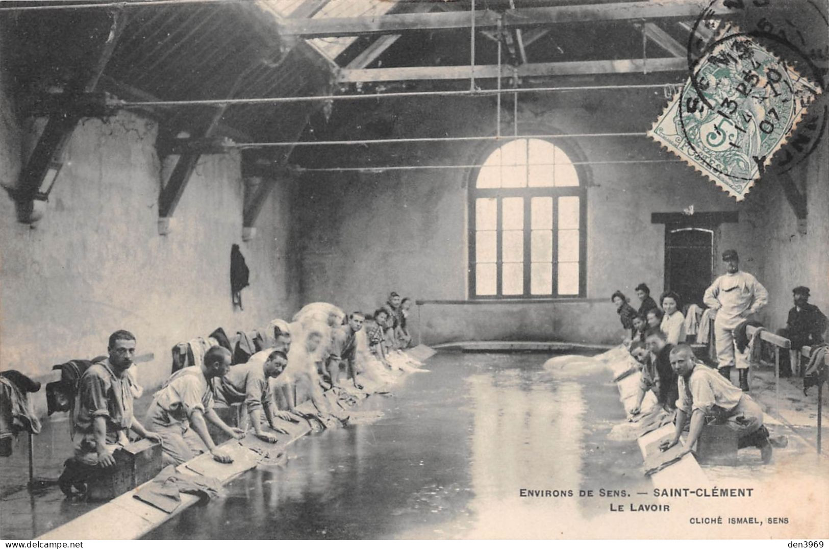 SAINT-CLEMENT (Yonne) - Le Lavoir - Militaires, Laveuses, Lavandières - Environs De Sens - Voyagé 1907 (2 Scans) - Saint Clement