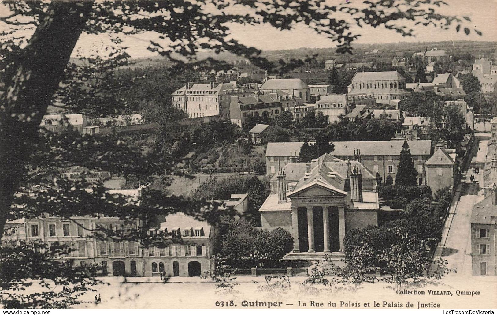 FRANCE - Quimper - Vue Générale De La Rue Du Palais Et Le Palais De Justice - Collection Villard- Carte Postale Ancienne - Quimper