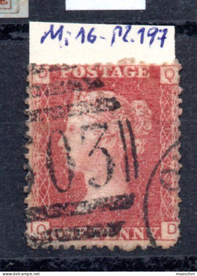Großbritannien, 1858, Freim.Kön. Viktoria 1P. Gez.; MiNr.16 Mit Nummernstempel (19147) - Oblitérés
