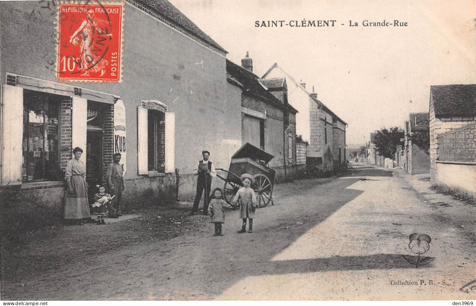 SAINT-CLEMENT (Yonne) - La Grande Rue - Publicité Bouillon Kub - Voyagé 1912 (2 Scans) Imbert Paris 12e, 35 R Montgallet - Saint Clement