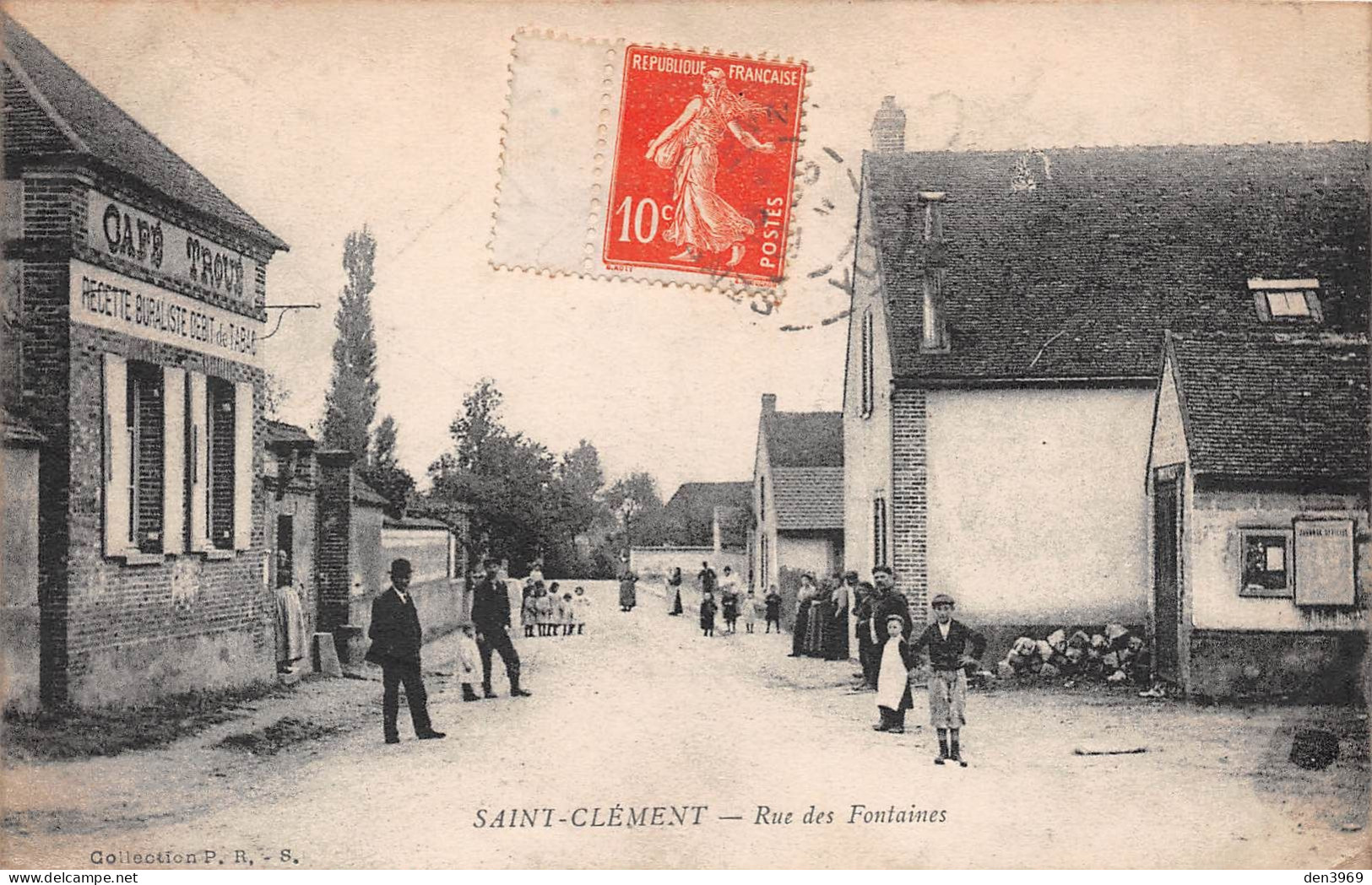 SAINT-CLEMENT (Yonne) - Rue Des Fontaines - Café Troué - Voyagé 1915 (2 Scans) Georges Imbert Paris 12e, 35 R Montgallet - Saint Clement
