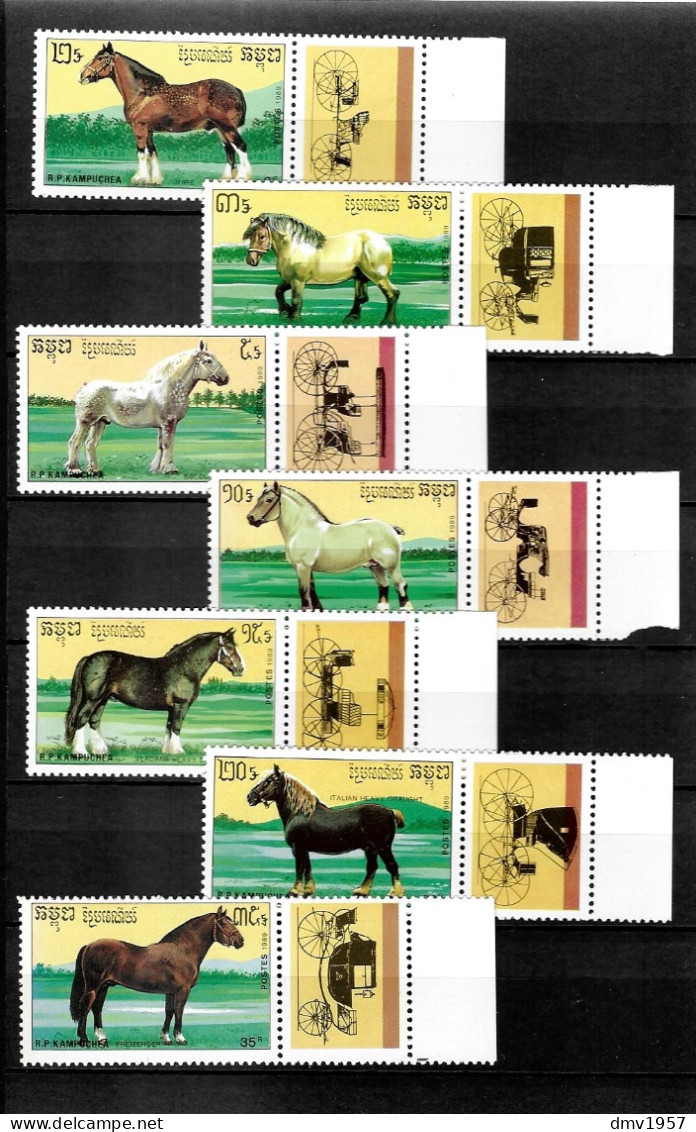 Kampuchea 1989 MNH Horses Sg 1008/14 - Kampuchea