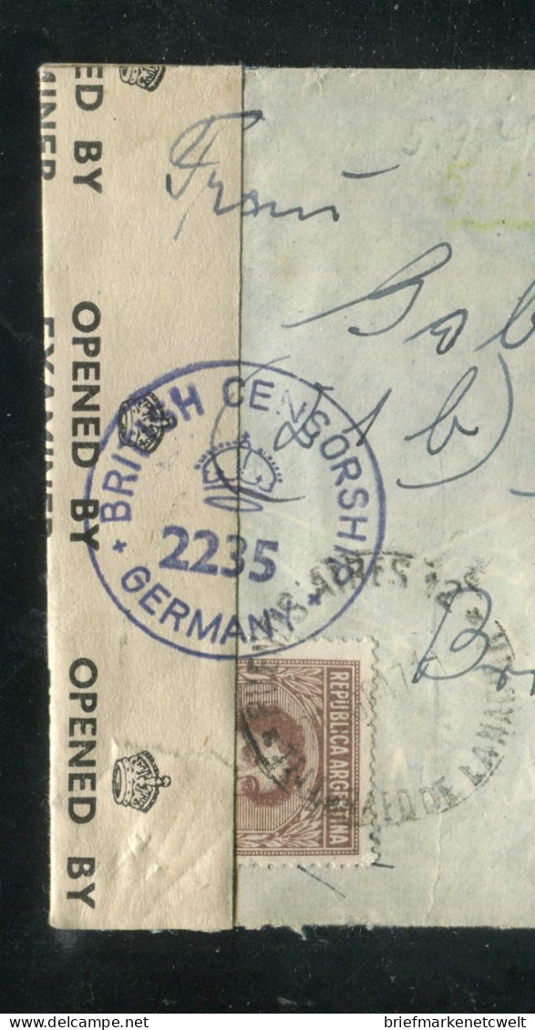 "ARGENTINIEN" 1947, Brief Mit "ZENSUR" (BRITISH CENSORSHIP GERMANY) Nach Dortmund (B0019) - Storia Postale