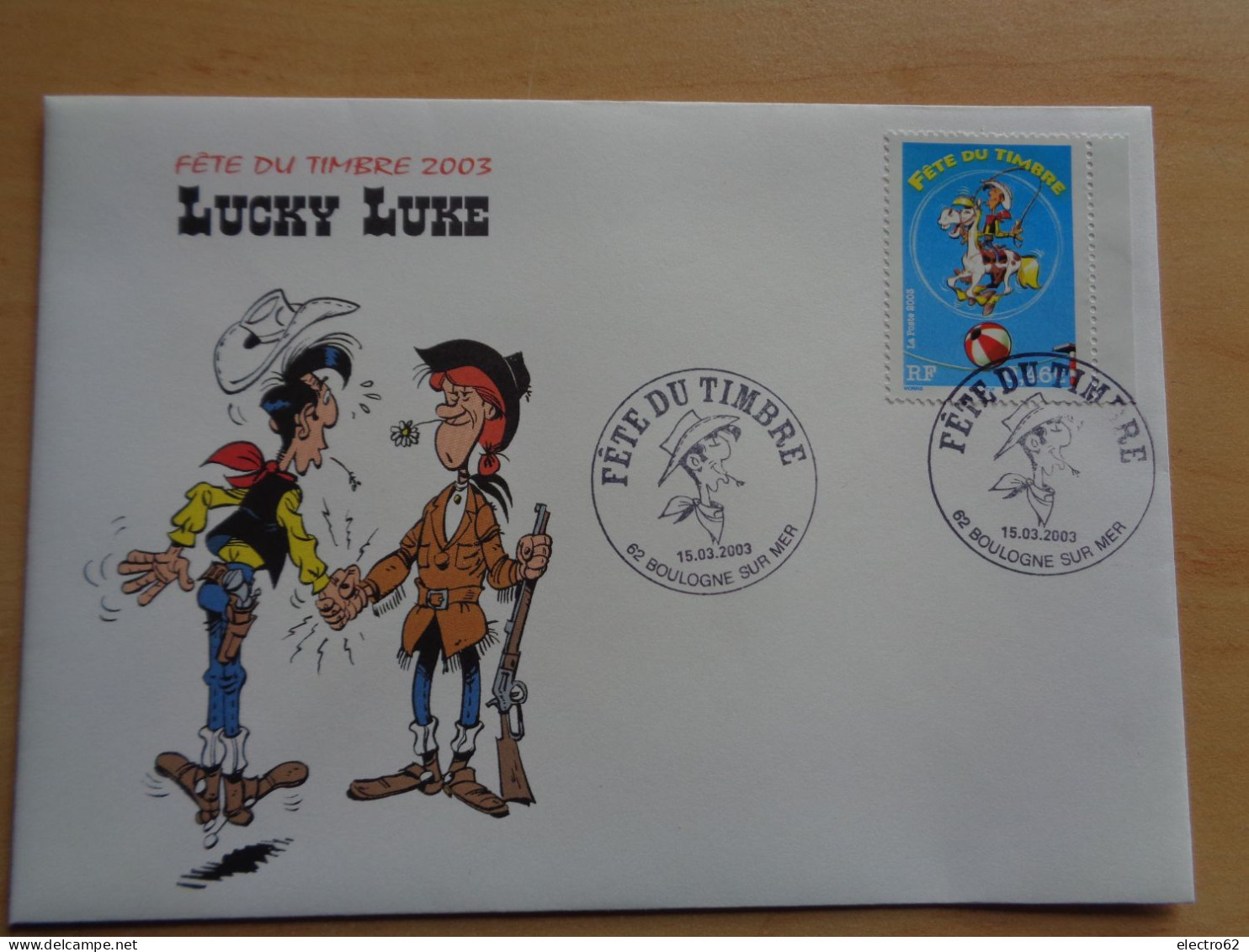 FDC Fête Timbre 2003 Luky Luke BD Comic Komikus Comico Grappig Bande Déssinée Cheval Horse Pferd Cavallo Caballo Paard - Cómics