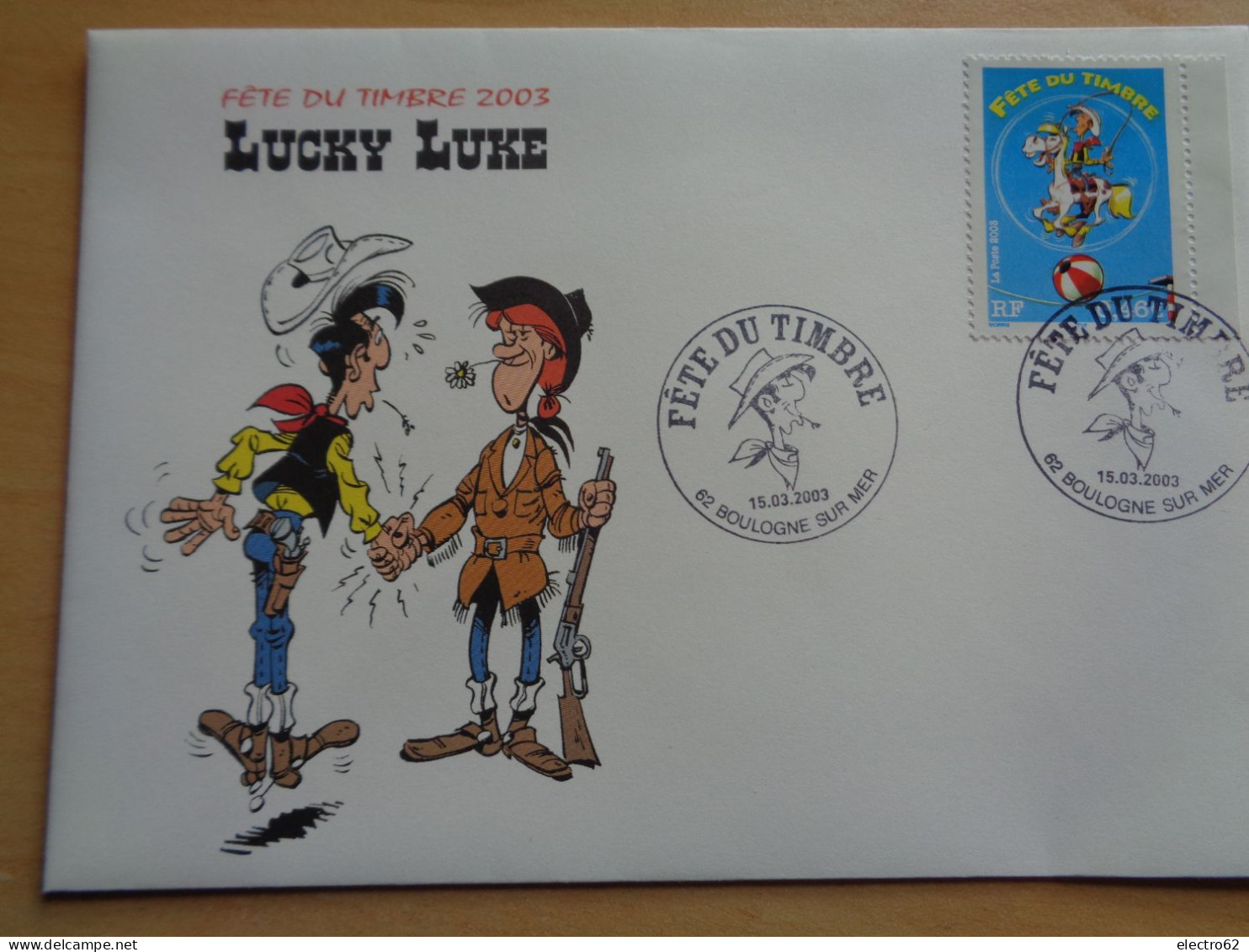 FDC Fête Timbre 2003 Luky Luke BD Comic Komikus Comico Grappig Bande Déssinée Cheval Horse Pferd Cavallo Caballo Paard - Cómics