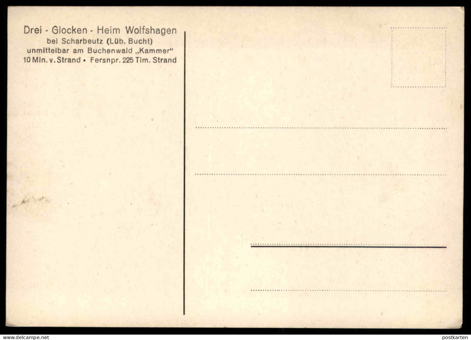 ÄLTERE POSTKARTE WOLFSHAGEN DREI-GLOCKEN-HEIM SCHARBEUTZ LÜBECKER BUCHT UMITTELBAR AM BUCHENWALD KAMMER Ansichtskarte AK - Scharbeutz