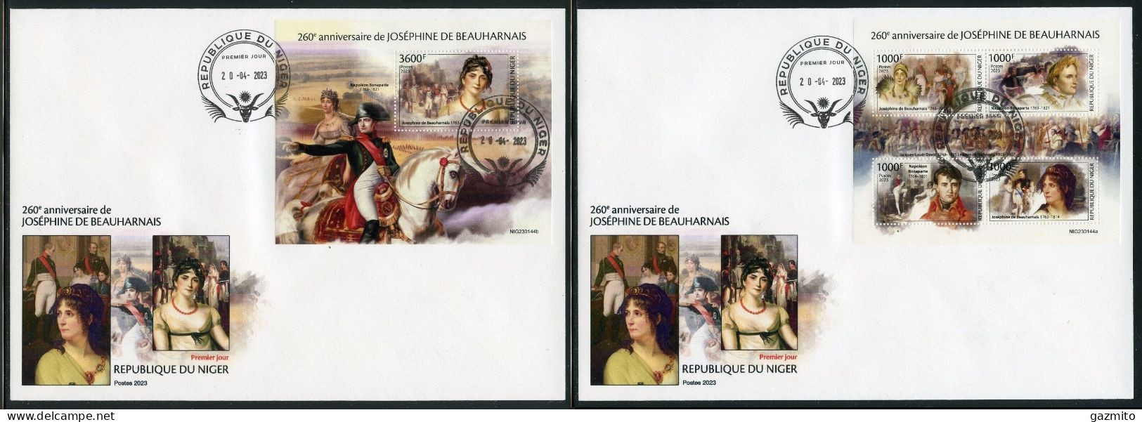 Niger 2023, Napoleon, 4val In BF+BF In 2FDC - Napoléon