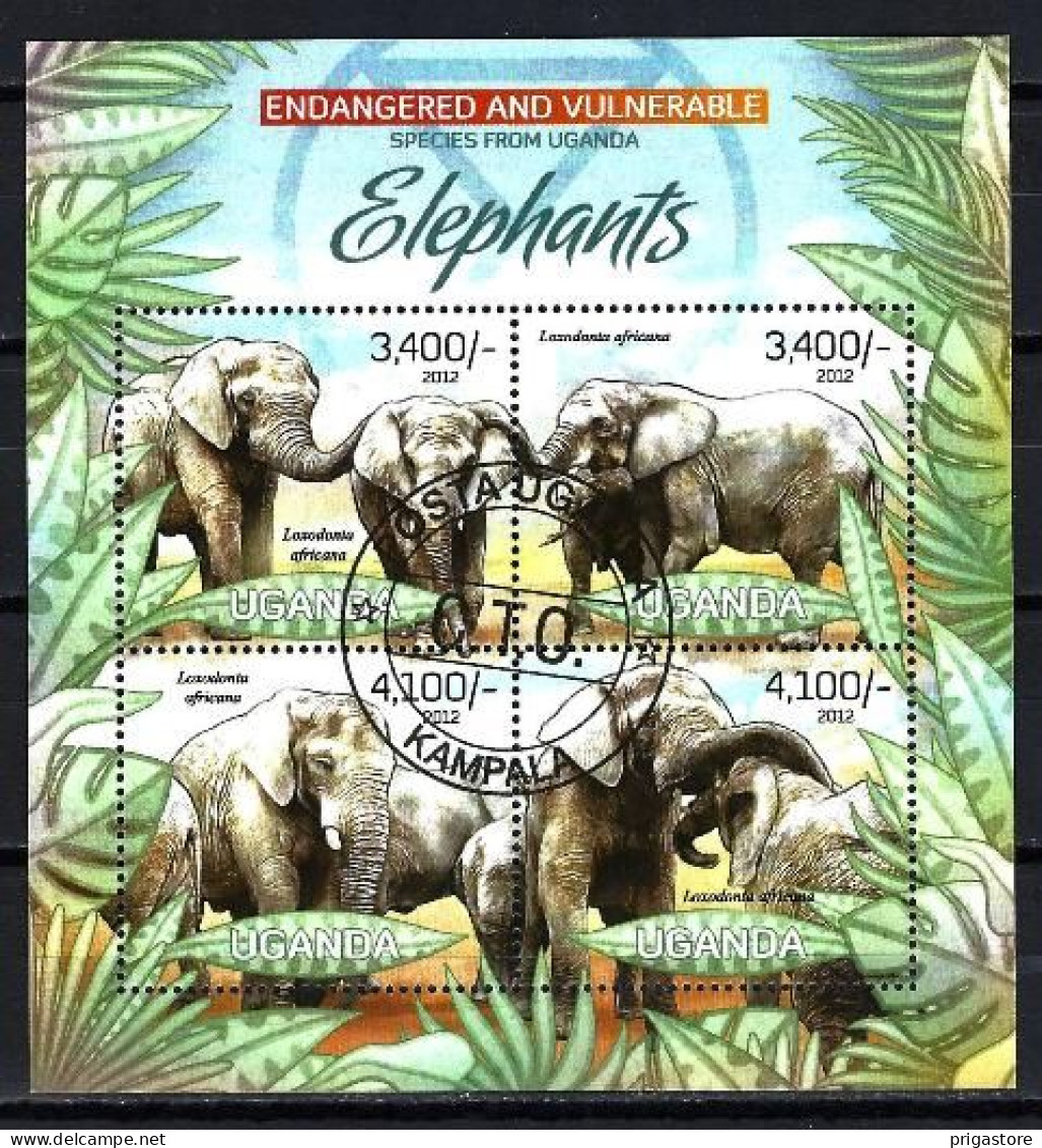 Ouganda 2012 Animaux Eléphants (244) Yvert N° 2486 à 2489 Oblitérés Used - Uganda (1962-...)