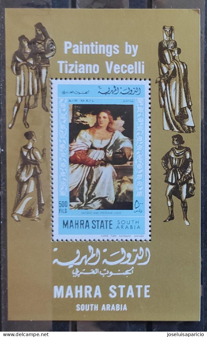 ADEN-MAHRA STATE-SOUTHA ARABIA CUADROS DE TIZIANO VICELLIO- H0JA DENTADA MNH++ - Otros & Sin Clasificación