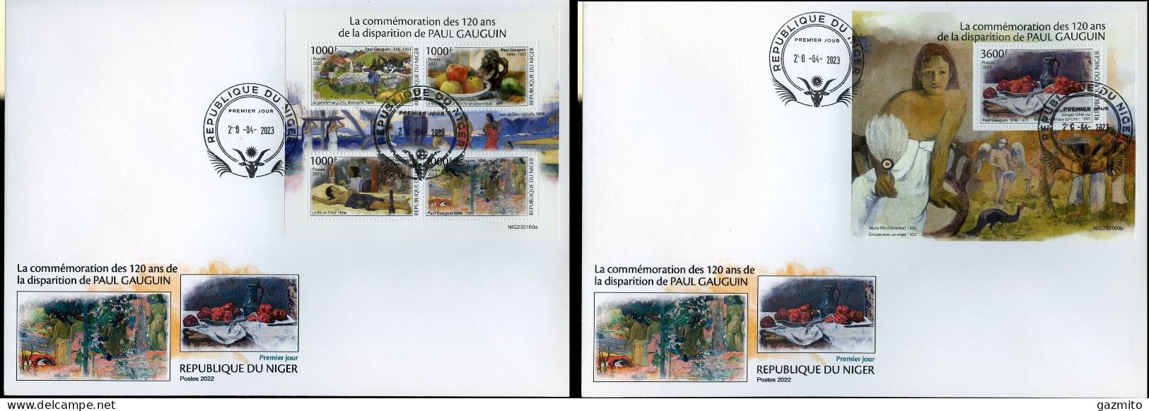 Niger 2023, Art, Gauguin, 4val In BF+BF In 2FDC - Moderne