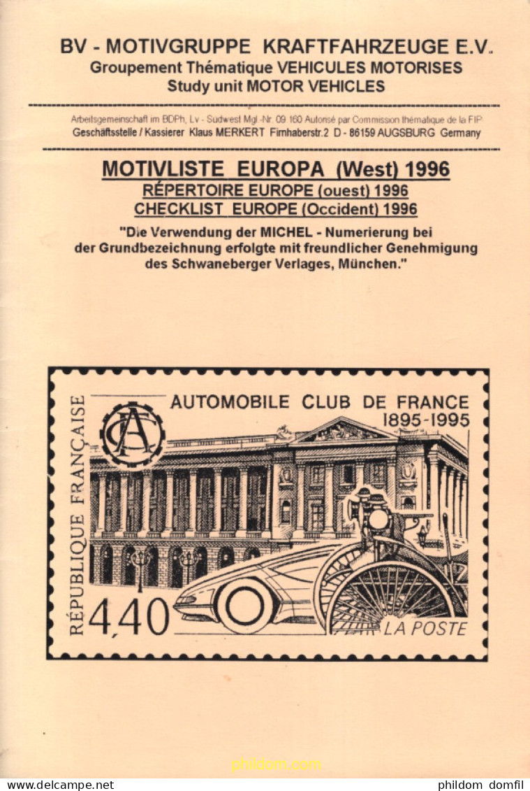 Motivliste Europa (west) 1996 - Thématiques
