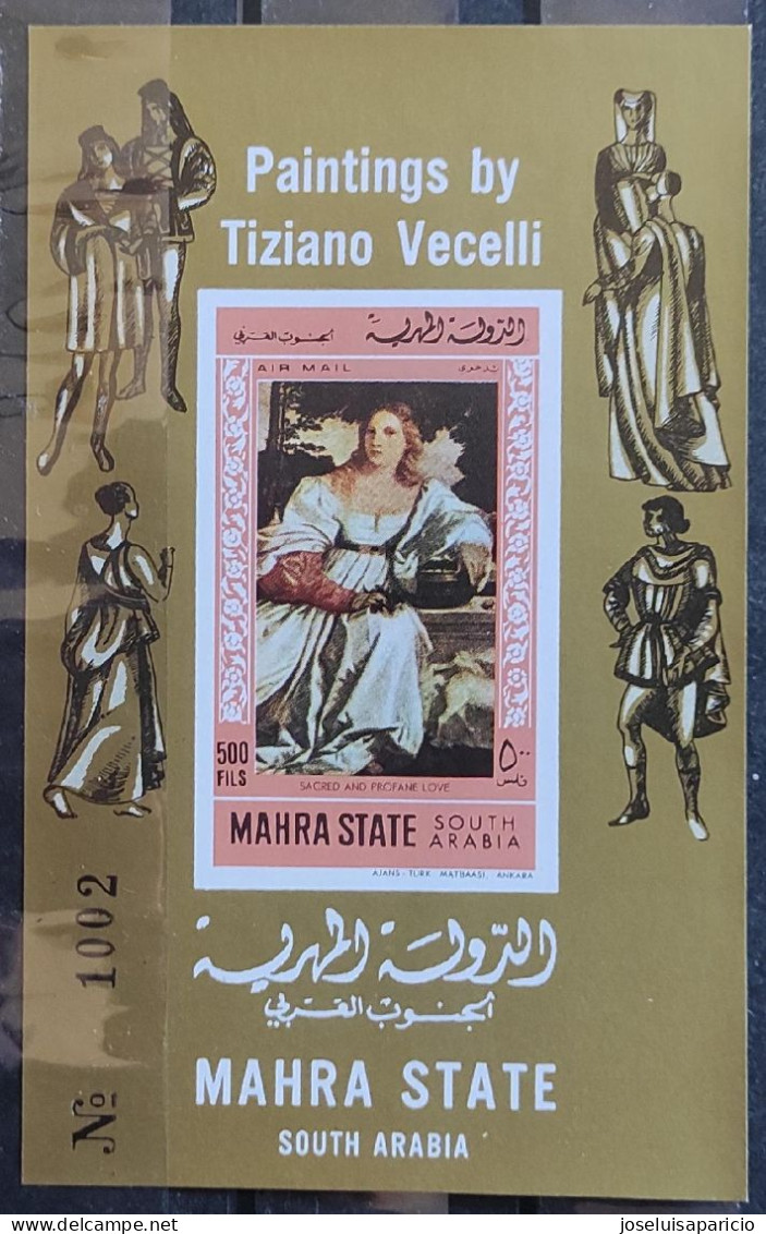 ADEN-MAHRA STATE-SOUTHA ARABIA CUADROS DE TIZIANO VICELLIO- Hoja Imperefforada Mnh** - Otros & Sin Clasificación