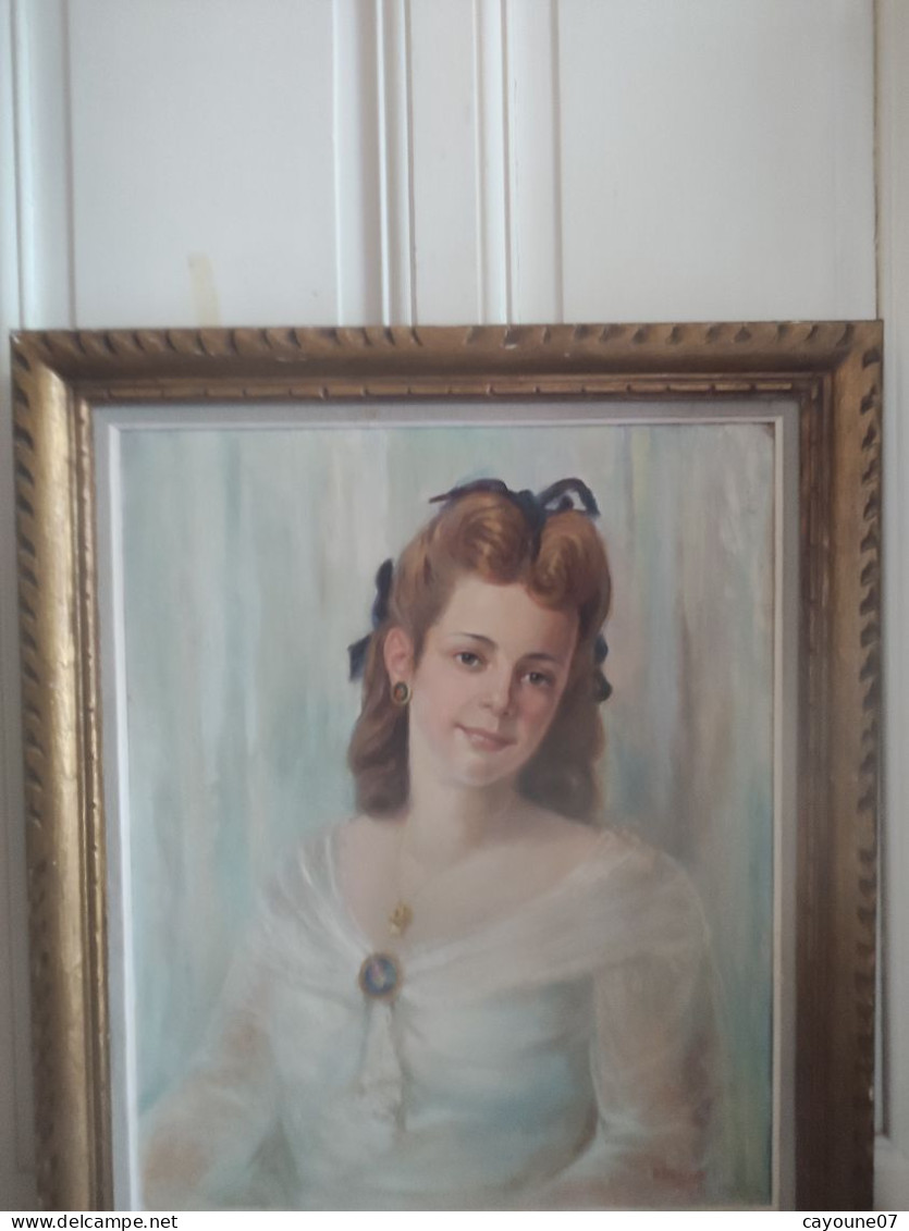 Duilio DONZELLI (1882-1966) Portrait Jeune Femme "Janine Albert Brunet" Huile Sur Panneau 1944 - Olieverf