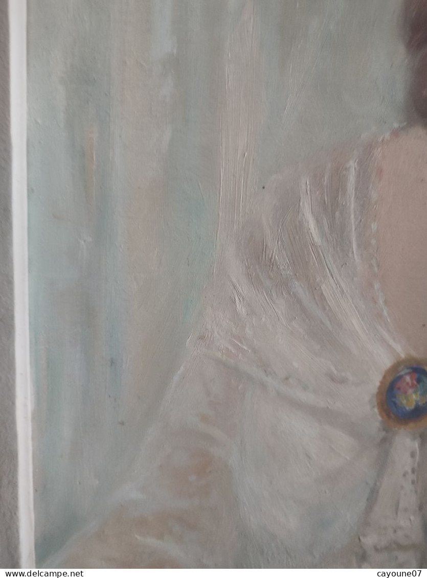 Duilio DONZELLI (1882-1966) Portrait jeune femme "Janine Albert Brunet" huile sur panneau 1944