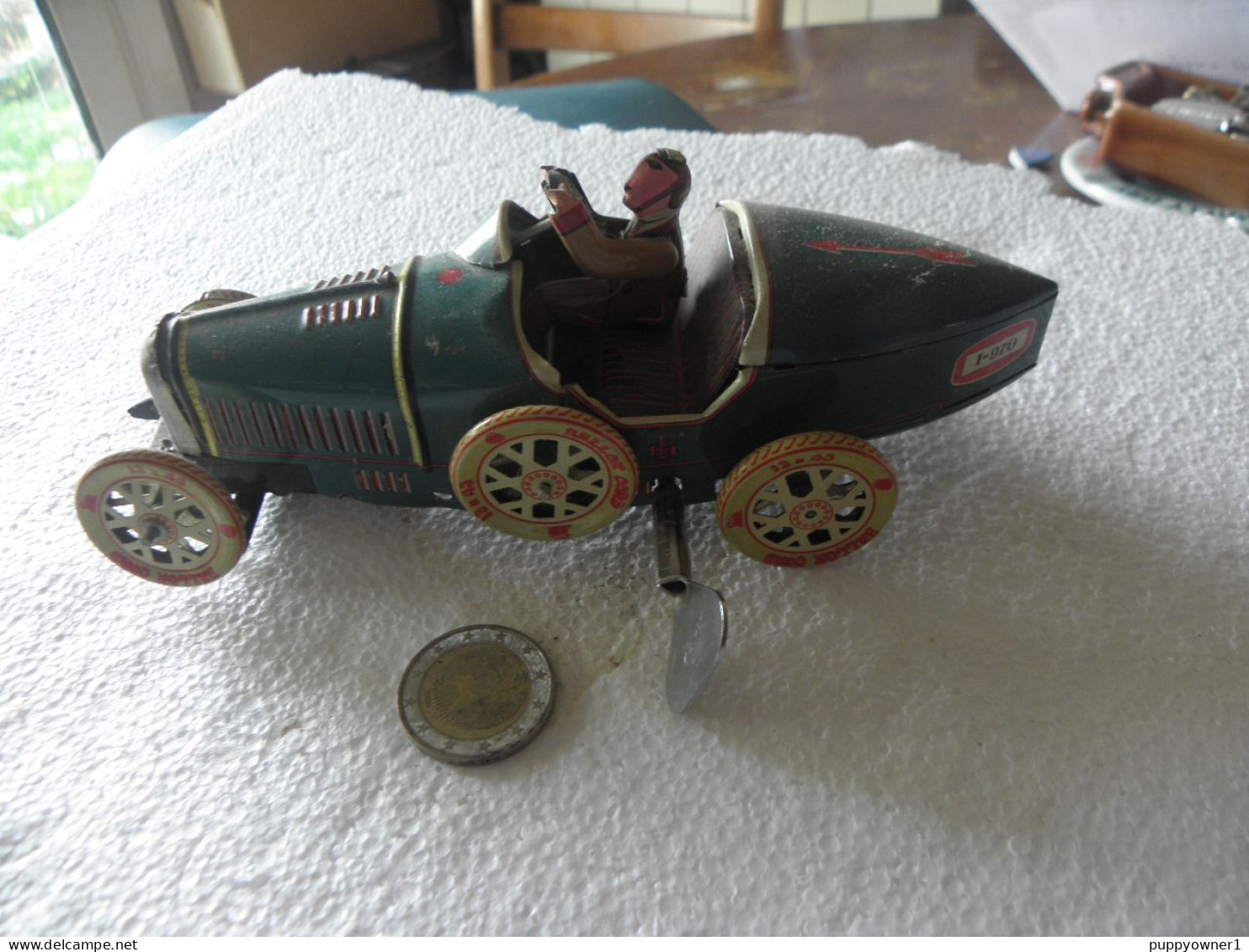 Vintage Reproduction De Voiture De Course Jouet En Tole Avec Cle  Longueur 18 Cm - Antikspielzeug