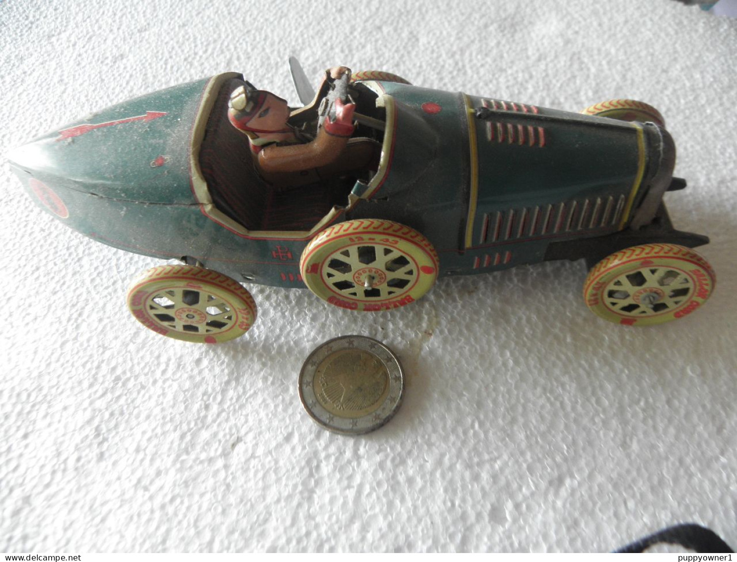 Vintage Reproduction De Voiture De Course Jouet En Tole Avec Cle  Longueur 18 Cm - Antikspielzeug