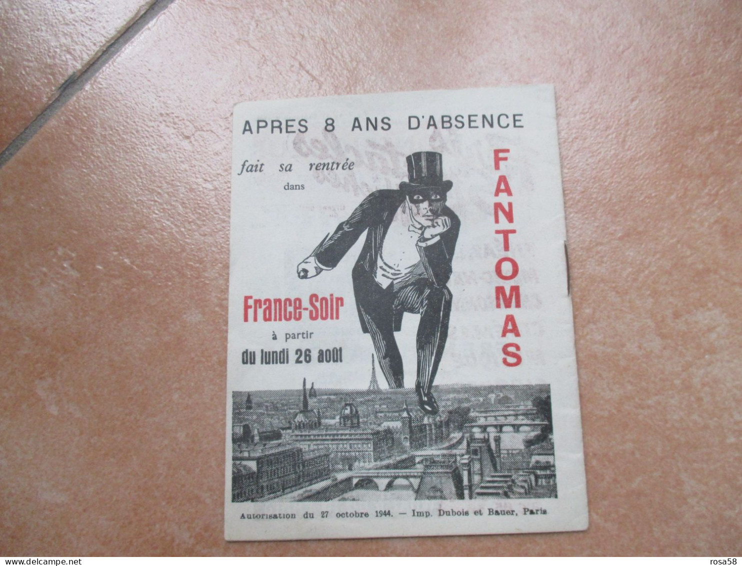 1946 PARIS Spectacles Affiches Syndacat Agence Thèatres Music Hall Chansonniers Cirques Cabaret FANTOMAS - Andere & Zonder Classificatie
