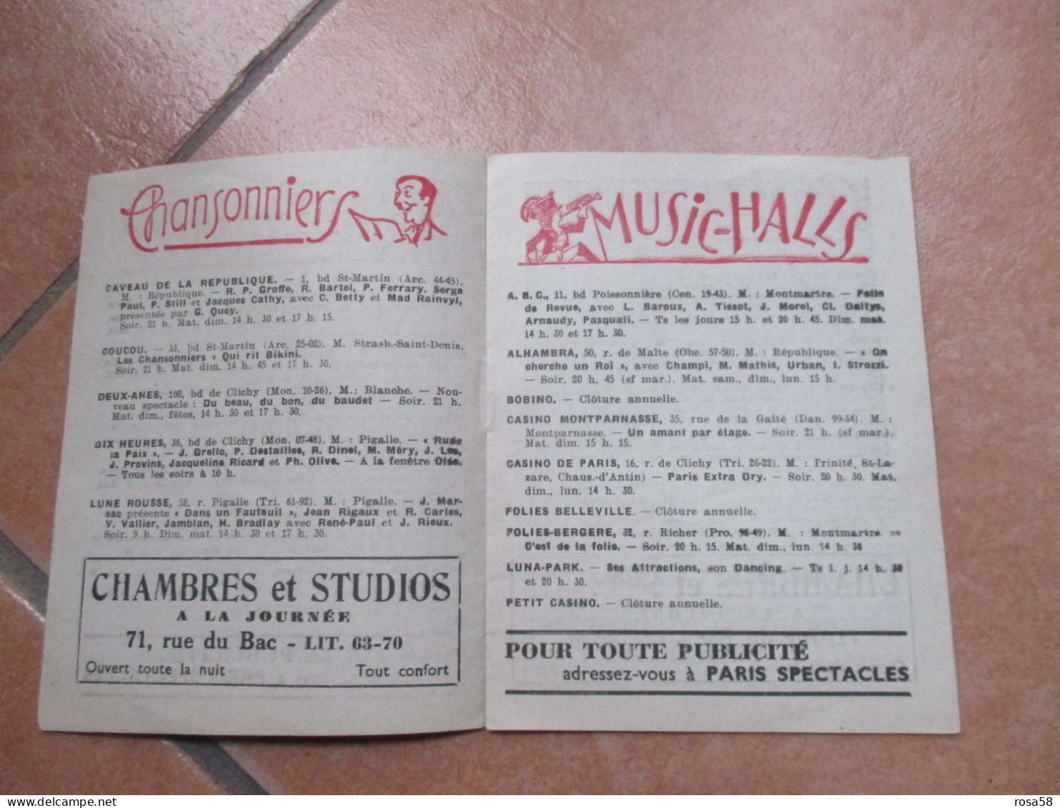 1946 PARIS Spectacles Affiches Syndacat Agence Thèatres Music Hall Chansonniers Cirques Cabaret FANTOMAS - Andere & Zonder Classificatie