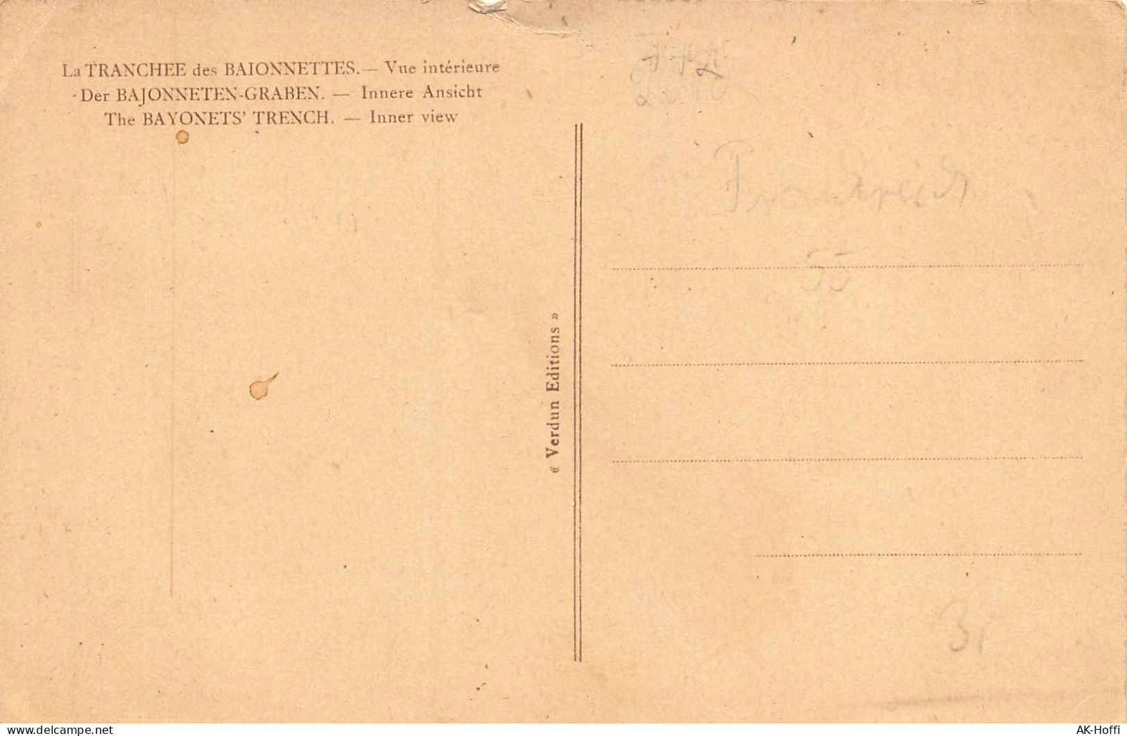 La TRANCHEE Des BAIONNETTES. Vue Intérieure Kriegsgräber - Cimiteri Militari