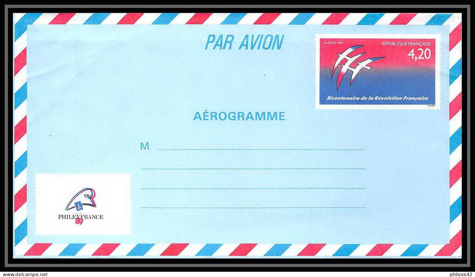 0459 France Entier Postal Stationery Aérogramme N°1017 Philexfrance 89 - Aerogrammi