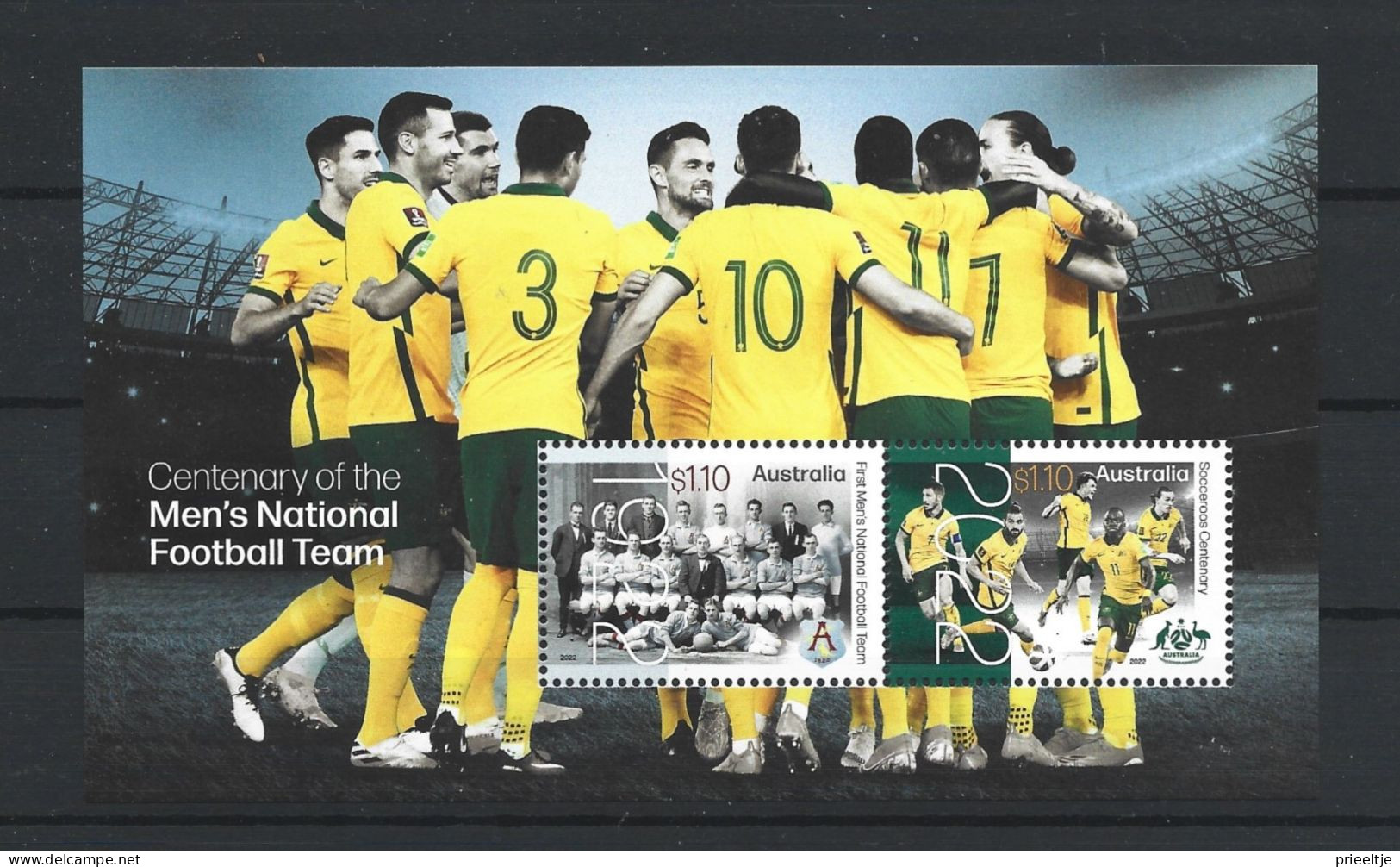 Australia 2022 Centenary Men's Nat. Football Team S/S Y.T. BF 340 ** - Blocks & Sheetlets