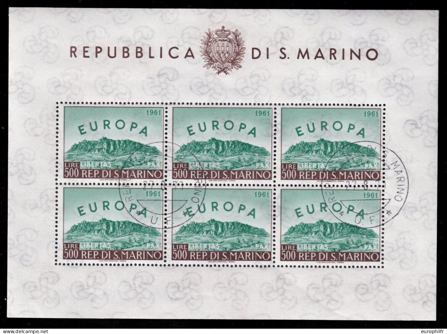 Fameux 1er Bloc Europa De Saint Marin - San Marino 1961 Oblitéré TB état - 1961