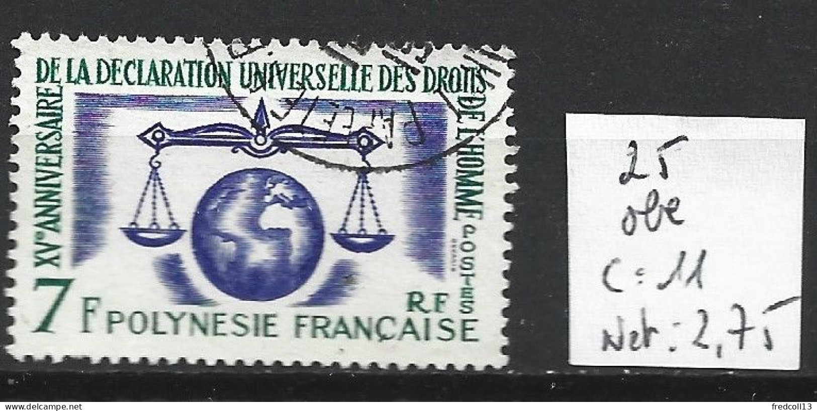 POLYNESIE FRANCAISE 25 Oblitéré Côte 11 € - Used Stamps