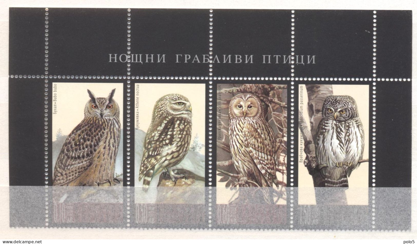 Bulgaria 2009- Fauna-Night Fauna Of Prey Strip Of 4v - Ongebruikt
