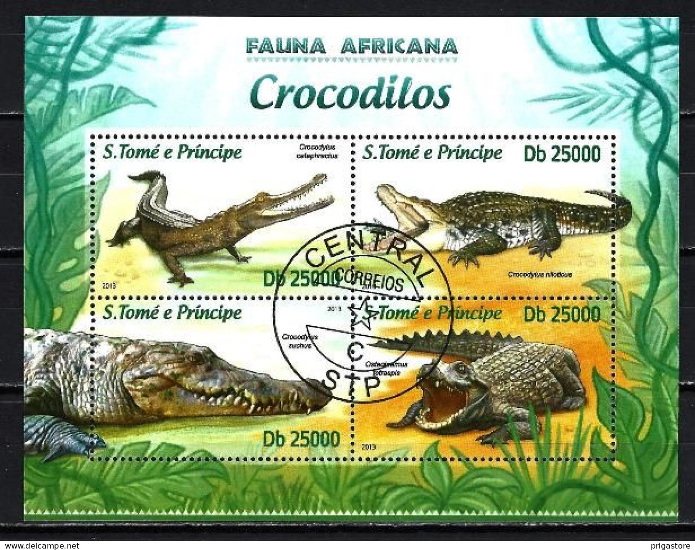 Saint Thomas Et Prince 2013 Animaux Crocodiles (269) Yvert N° 4084 à 4087 Oblitérés Used - São Tomé Und Príncipe