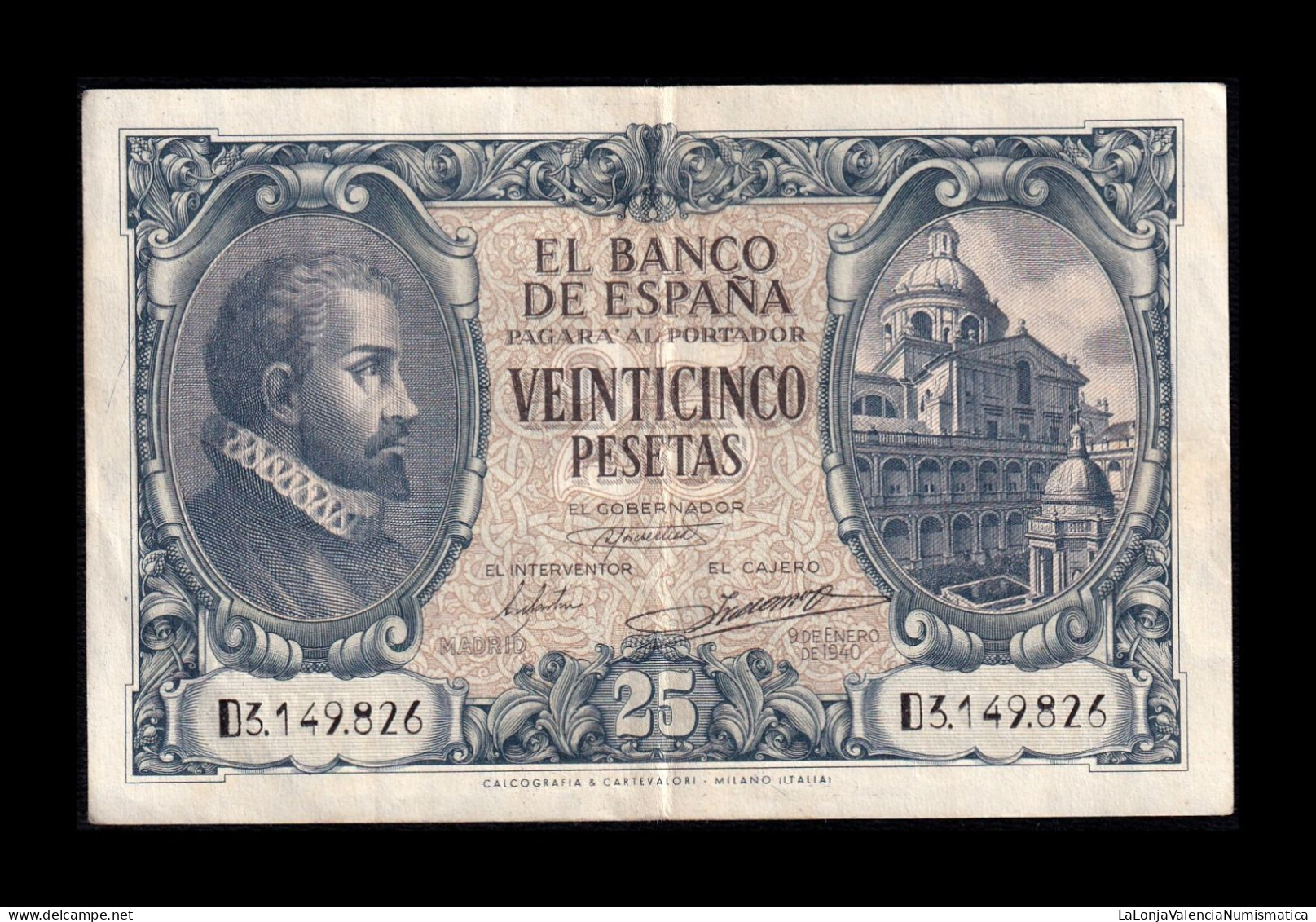 España Spain 25 Pesetas Juan De Herrera 1940 Pick 116 Serie D Mbc/Ebc Vf/Xf - 25 Peseten